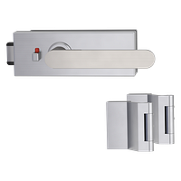 Griffwerk PURISTO S -Edelstahl matt Ganzglastürbeschlagset -3-teiliger Bandsatz -mit AVUS -SG -smart2lock