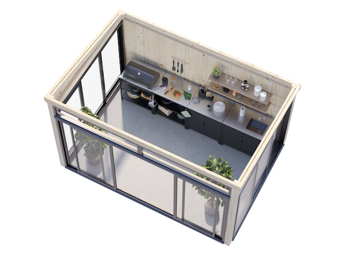 Palmako Glashaus Saga 11,6 m² Slide Plus (Wintergartenanbau inkl. Rückwand)