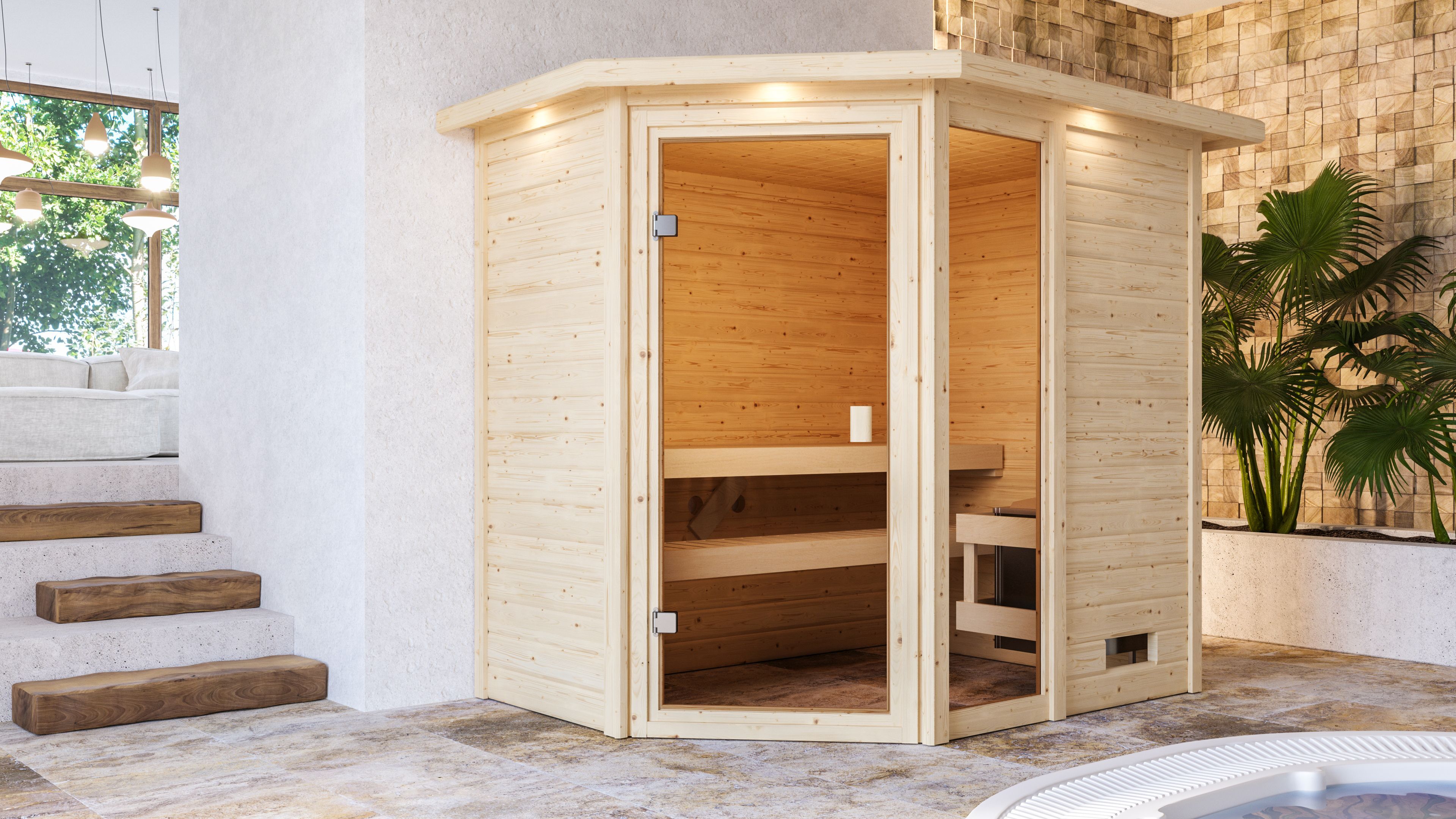 Karibu Woodfeeling Sauna Jada - 38 mm Massivholz Aktionssauna