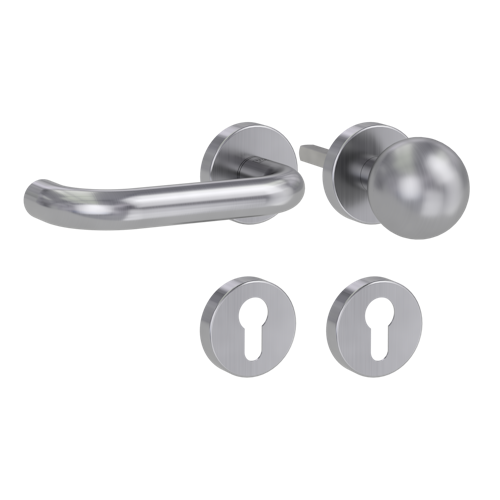 Griffwerk ALESSIA Klipptechnik FS Panik -Edelstahl matt  Rosettengarnitur -Klippt. -R4 -WL -Stift 9mm -TS 38-50mm