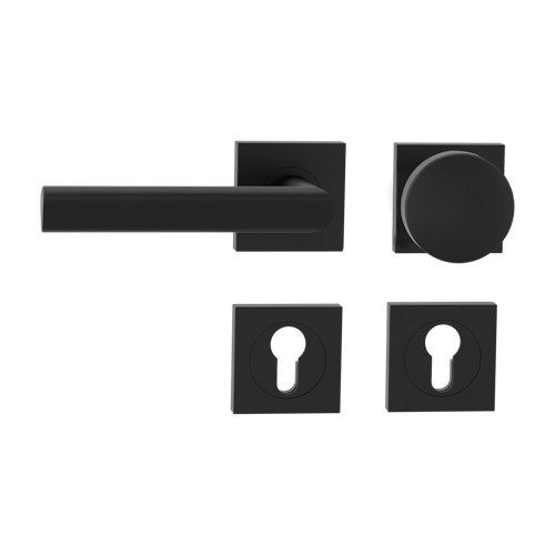 Griffwerk Wechselgarnitur TRI 134 Schraubtechnik GK3 Rosetten eckig Knopf R2 Graphitschwarz L