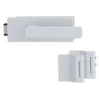 Griffwerk Glastürbeschlag PURISTO S mit Griff VAYA 265 MINIMAL MODERN unverschließbar Flüster 3-tlg. Bänder  VAYA 265 MINIMAL MODERN Seidenweiß