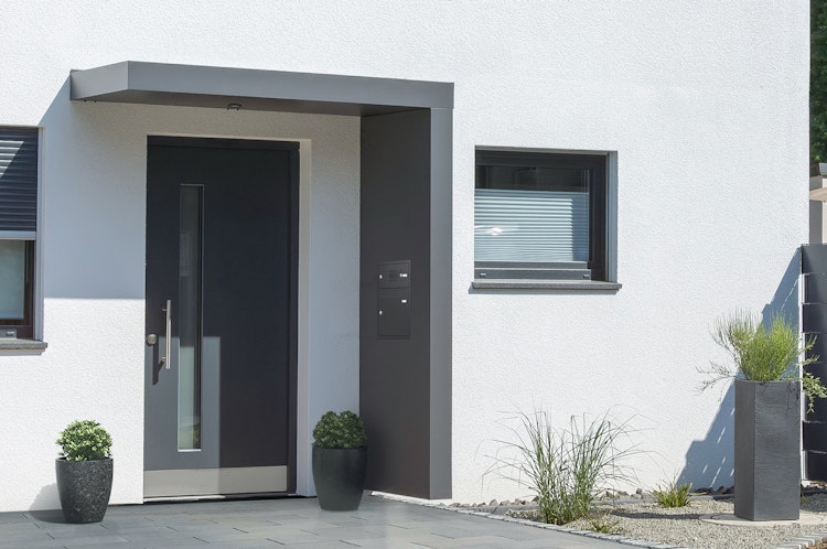 Gutta Rechteckvordach BS Plus 200 inkl. Seitenteil und Briefkasten (neues Modell)