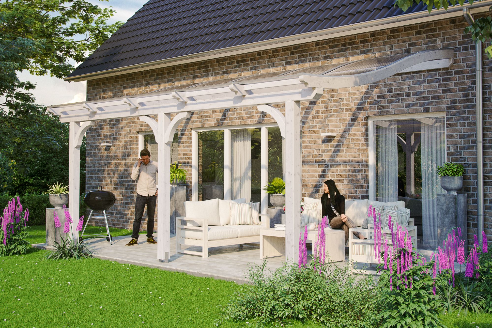 Skan Holz Terrassenüberdachung Venezia mit Mittelpfosten Breite 541 cm