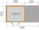 Vorschaubild Weka Gartenhaus 321 B mit 230 cm Anbau - 19 mm