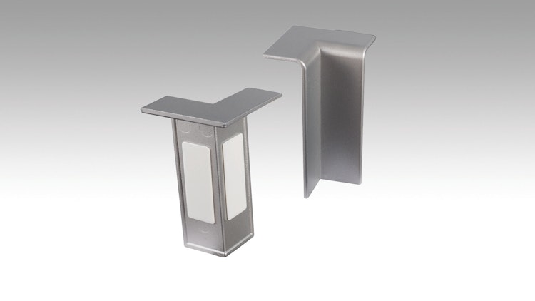 MEISTER Innenecken Fußleiste Profil 15MK/20PK/20PK Aqua (4 Stk./VPE selbstklebend)  Edelstahl-Optik 2038