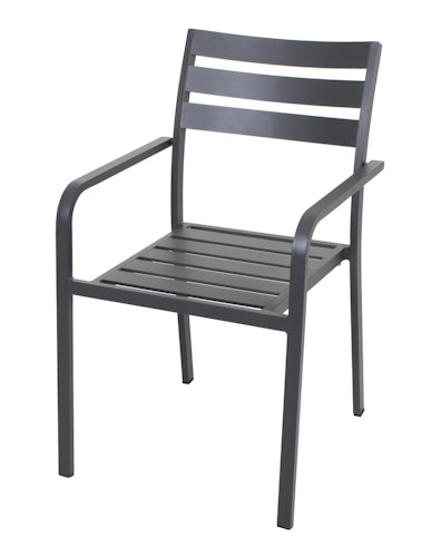 Garden Pleasure Gartenmöbel Set SILEA / TREVISO 01, Tisch 200 x 100 + 4 Stapelsessel, Aluminium / Nonwood