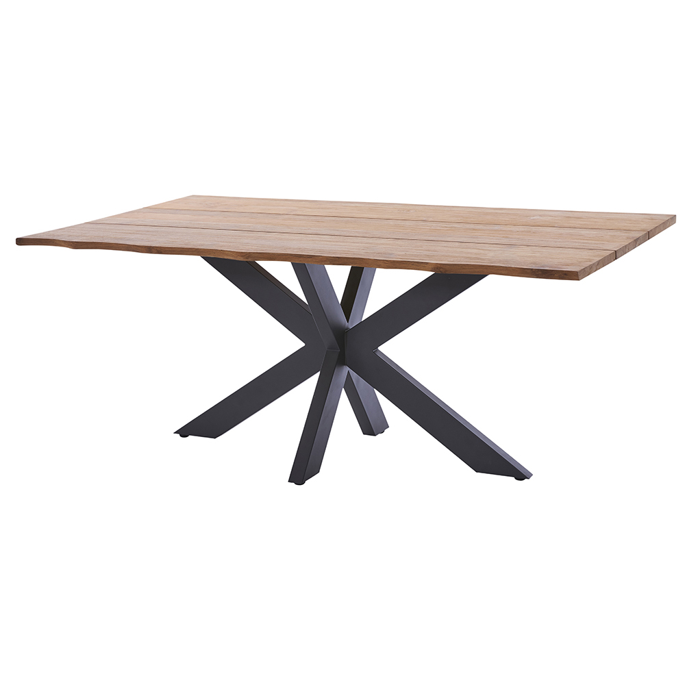 Diamond Garden Tisch MARBELLA Baumkante 190 x 100 cm, Edelstahl Dunkelgrau / Recycled Teak