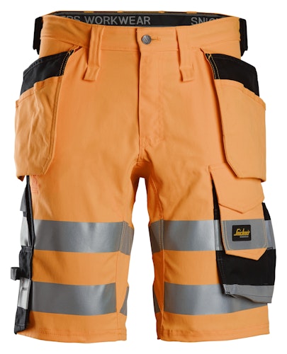 Snickers High-Vis-Stretchshorts mit Holstertaschen, Warnschutzklasse 1