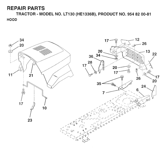 Husqvarna Gartentraktoren LT130, HE1336B, 954820081, 1996-01