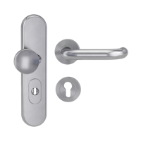 Griffwerk Kombi-Schutzbeschlag TITANO SB_882 mit Griff ALESSIA Prof 72mm Zylinderabdeckung Tür 38-50mm R ALESSIA PROF Edelstahl matt