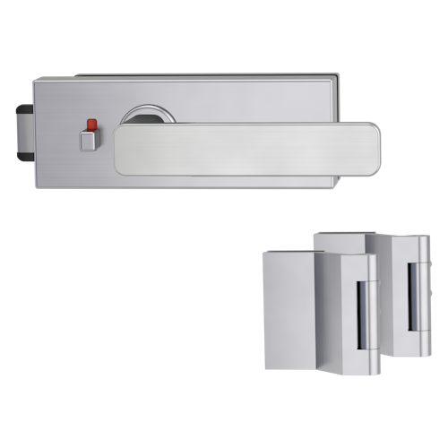 Griffwerk PURISTO S -Edelstahl matt Ganzglastürbeschlagset -3-teiliger Bandsatz -mit Griff DESM MINIMAL MODERN -SG -smart2lock