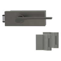 Griffwerk PURISTO S -Kaschmirgrau Ganzglastürbeschlagset -3-teiliger Bandsatz -mit Griff DESM LEAF LIGHT -KGR -UV