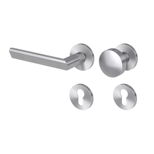 Griffwerk Wechselgarnitur VAYA 137 TRI fast2fix Fast2Fix GK3 Rosetten rund Knopf R2 Edelstahl matt L