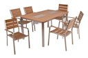 Vorschaubild Garden Pleasure Gartenmöbel Set FLORENCE 10, Tisch 150 x 90 + 6 Stapelsessel, Aluminium / Nonwood