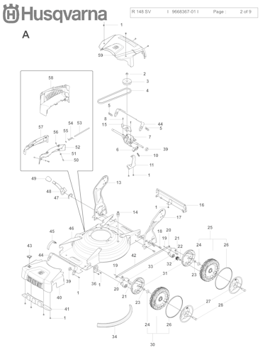 Husqvarna Rasenmäher gelegentliche Nutzung R148SV, 966836701, 2009-03