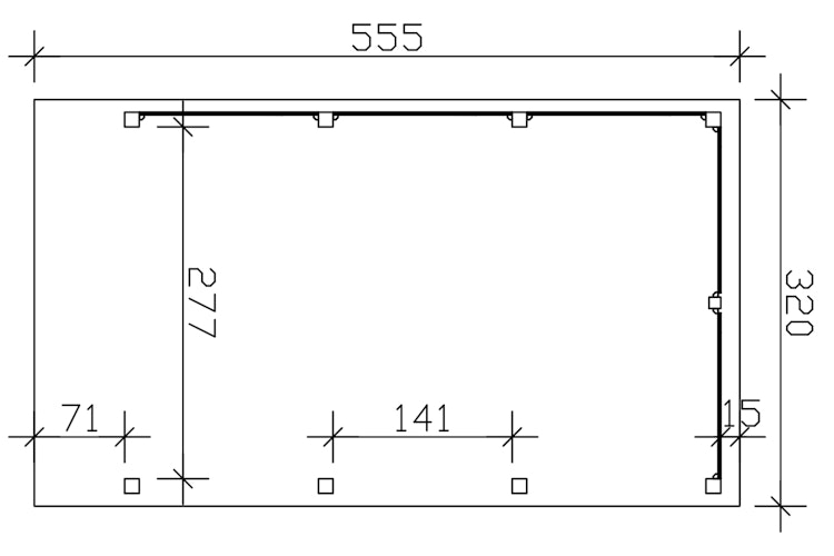 Skan Holz Carport Friesland 320x555 cm inkl. Seiten- und Rückwand Set A