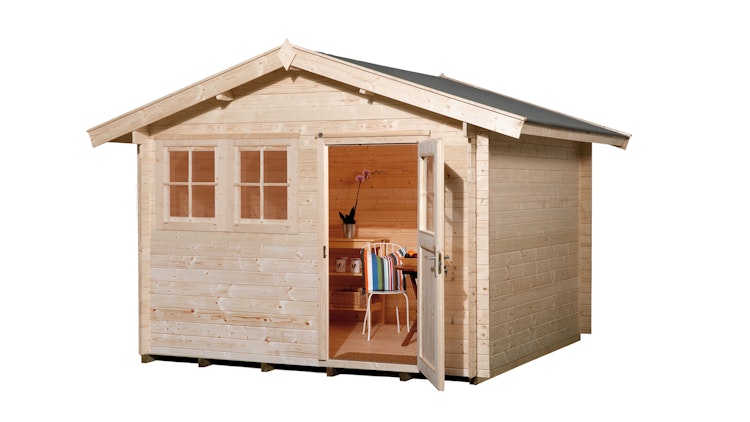 Weka 45 mm Gartenhaus 139 mit Vordach (20 cm)