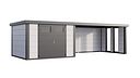 Vorschaubild Telluria Metallgerätehaus Classico 3030 mit Lounge Anbau XL (ca. 450 cm Breite) inkl. 2 Fenstern