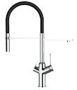 Vorschaubild 4 Wege Wasserhahn Küchenarmatur, BOD, mit 360° schwenkbarem Auslauf, abnehmbare 2 strahl Handbrause, Verchromt / Schwarz