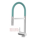 Vorschaubild Wasserhahn Vorfenster Küchenarmatur, Umklappbar 6 CM, LINKER HEBEL, mit 360° schwenkbarem Auslauf abnehmbare 2 strahl Handbrause, Verchromt / Türkis