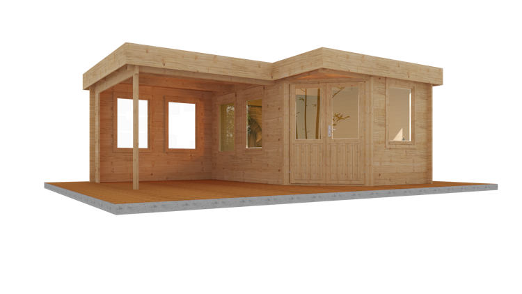 Wolff Finnhaus Gartenhaus Guda 5643 inkl. Seitendach - 40 mm 