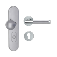 Griffwerk Kombi-Schutzbeschlag TITANO SB_882 mit Griff LOREDANA 72mm Zylinderabdeckung Tür 38-50mm LOREDANA Edelstahl poliert-matt