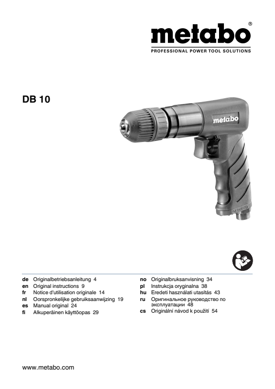 Bedienungsanleitung fÃ¼r Metabo Druckluft-Bohrmaschine DB 10