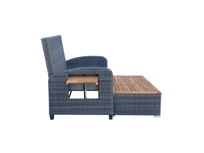 Garden Pleasure Funktionssofa BARI, Polyrattan Dunkelgrau / Kissen 100 % Polyester Dunkelgrau