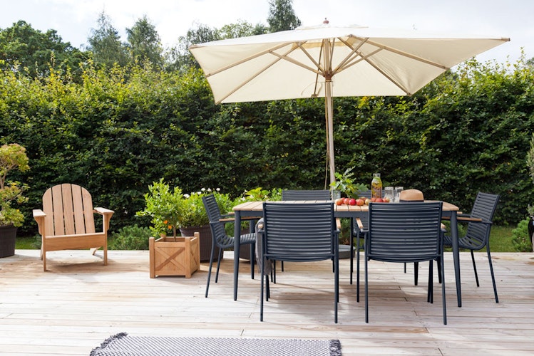 Cinas Stapelsessel MOOD Classic, Aluminium Anthrazit / Kunststoff-Lamellen Schwarz