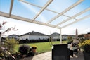 Vorschaubild Skan Holz Aluminium Terrassenüberdachung Modena Breite 541 cm mit Echtglas-Dach