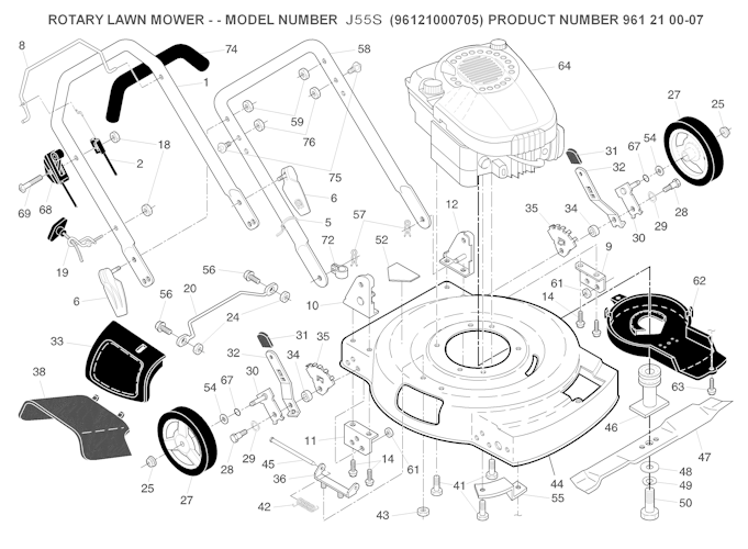 Husqvarna Rasenmäher gelegentliche Nutzung 96121000705 J 55S