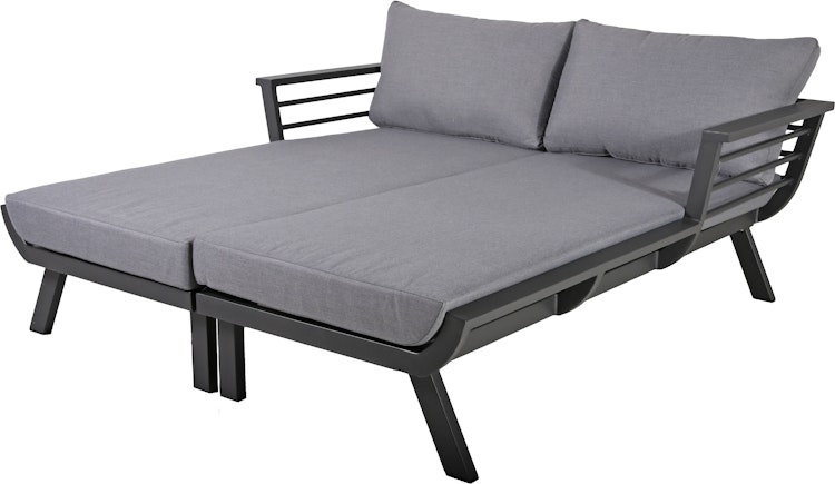 Garden Pleasure Doppelliege DELIA, Aluminium Dunkelgrau / Kissen 100 % Polyester Grau