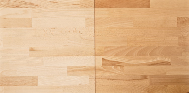 OSMO Arbeitsplatte Buche Naturwuchs unbehandelt, eine Längskante gerundet 630 x 3000 mm