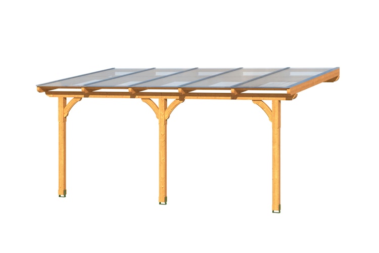 Skan Holz Terrassenüberdachung Rimini aus Douglasie mit Mittelpfosten Breite 541 cm