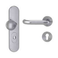 Griffwerk Kombi-Schutzbeschlag TITANO SB_882 mit Griff ALESSIA Prof 72mm Zylinderabdeckung Tür 38-50mm L ALESSIA PROF Edelstahl matt