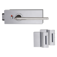 Griffwerk PURISTO S -Edelstahl matt Ganzglastürbeschlagset -3-teiliger Bandsatz -mit Griff REMOTE -SG -smart2lock