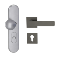 Griffwerk TITANO Kombi SB_882 ES1 (S2) -Edelstahl matt Kombi-Schutzbeschlag -Knopf/Drücker -mit Griff DESM MINIMAL MODERN -KGR-eckig-R-ZA, 72mm-TS 38-50