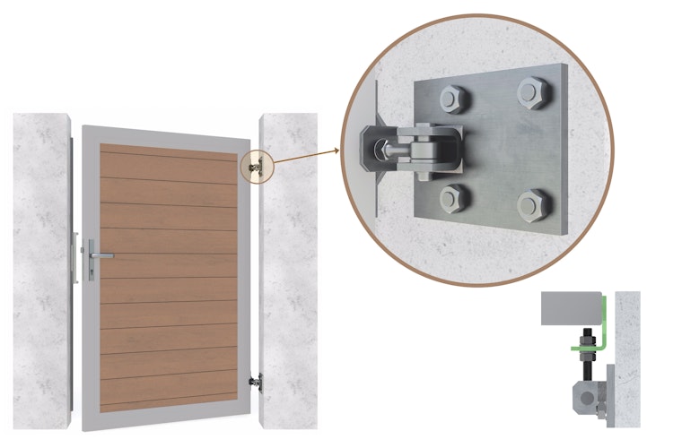 TraumGarten Montageplatte für Tor an Mauer - 2er Set 