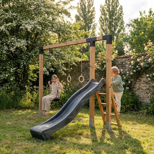 EXIT Linea Robust 110 mit Schaukel mit Rutsche und Turnringen