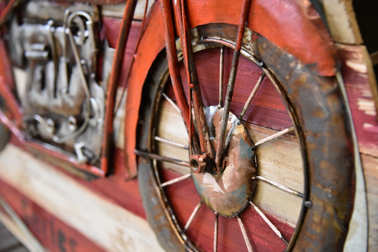 3D Metallbild Motorrad 99 x 98,3 cm, Holz / Stahlblech