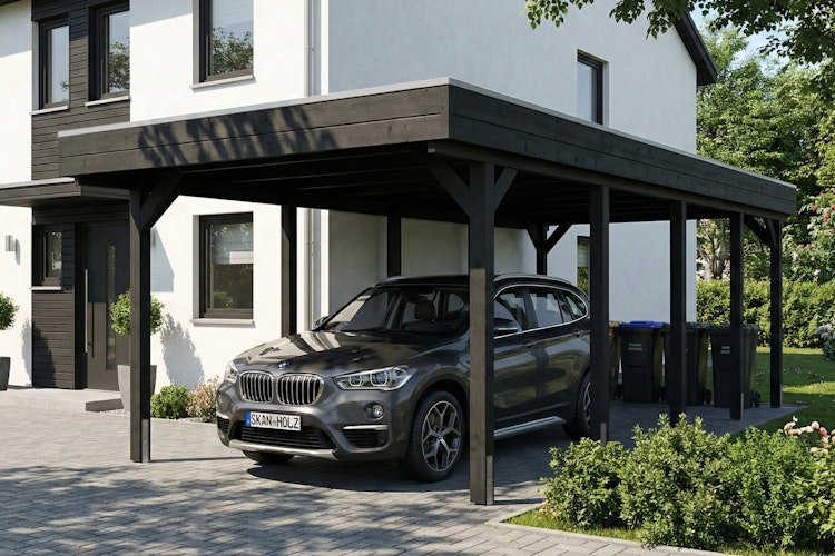 Skan Holz Friesland - Flachdach Carport aus Nadelholz Breite 320 cm
