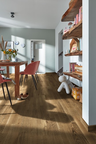 MEISTER Parkettboden MeisterParkett. longlife PC 200 2400 x 200 x 13 mm 9040 Eiche lebhaft olivgrau Vintage-Struktur, gebürstet ultramattlackiert