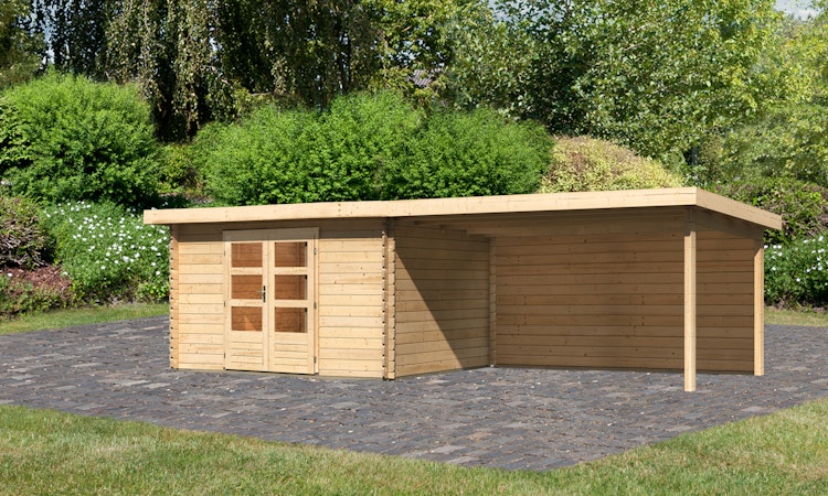 Karibu Woodfeeling Gartenhaus Bastrup 7 naturbelassen - 28 mm