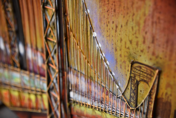 3D Metallbild Brücke 120,5 x 80 cm, Stahlblech