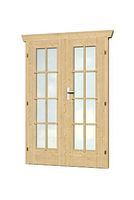 Skan Holz Doppeltür vollverglast für 28 mm Blockbohlenhäuser Echtglas (B)