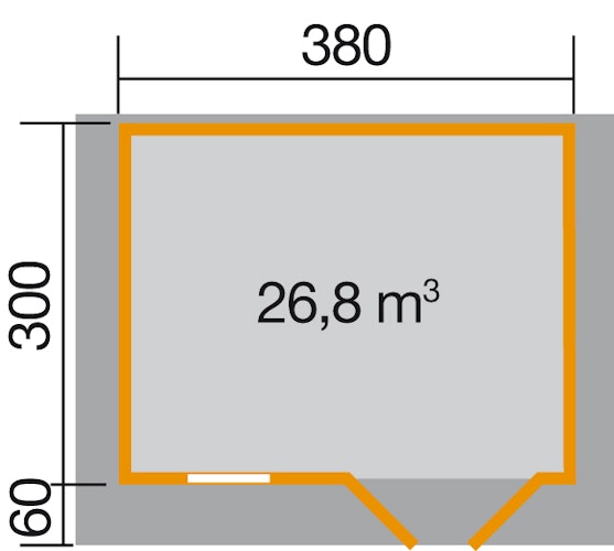 Weka 45 mm Gartenhaus 136 mit Vordach (60 cm)