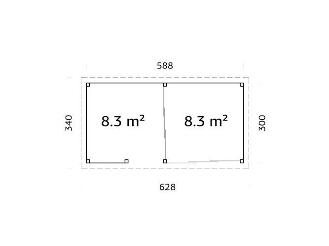 Palmako Gartenhaus Connect Lenna 16,6 m² Set 707 Slide Plus mit Isolierglas-Schiebetüren - 28 mm