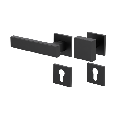 Griffwerk Wechselgarnitur VAYA 200 CUBICO fast2fix Fast2Fix Rosetten eckig Knopf SQUARE Graphitschwarz L