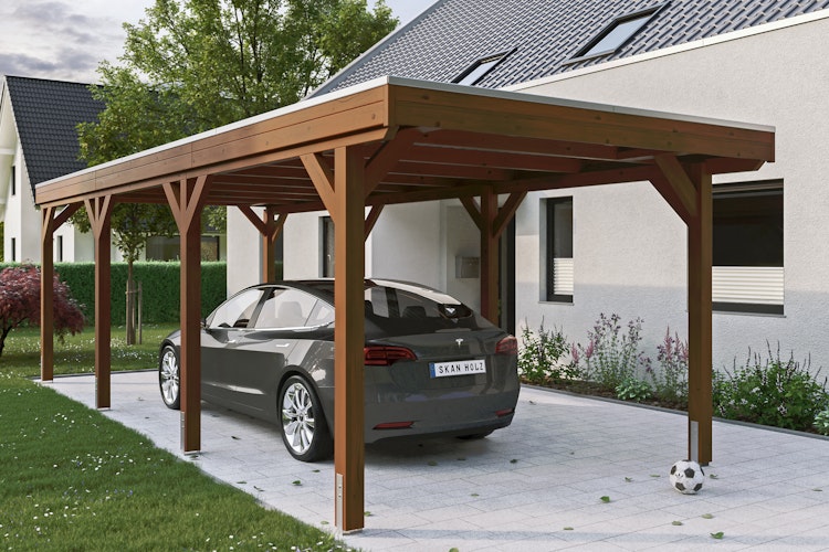 Skan Holz Grunewald - Flachdach Carport aus Leimholz Breite 321 cm